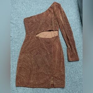 Elegant Brown One-Shoulder Dress